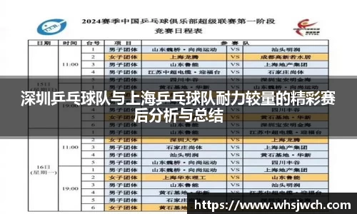 深圳乒乓球队与上海乒乓球队耐力较量的精彩赛后分析与总结